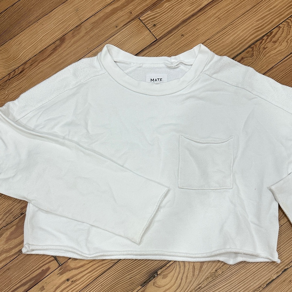 MATE White Long Sleeve Cropped Top by MATE